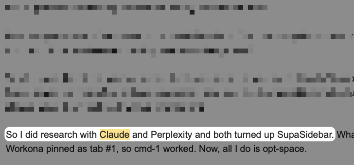 Customer email saying they researched with Claude and Perplexity and both turned up the app